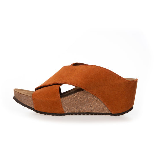COPENHAGEN SHOES FRANCES 23 Suede Sandaler med kilehæl 00065 ORANGE (ARANCIO 400)