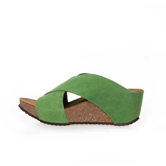 COPENHAGEN SHOES FRANCES 23 Suede Sandaler med kilehæl 00077 LIME (LIME 401)