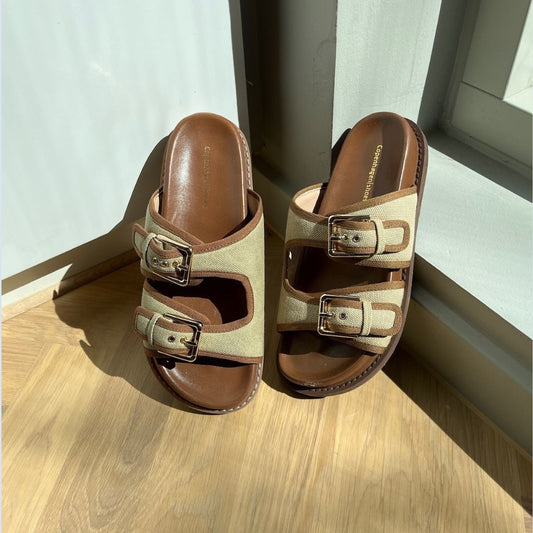 COPENHAGEN SHOES THE FEELING CANVAS Slippers 461 Beige/cognac