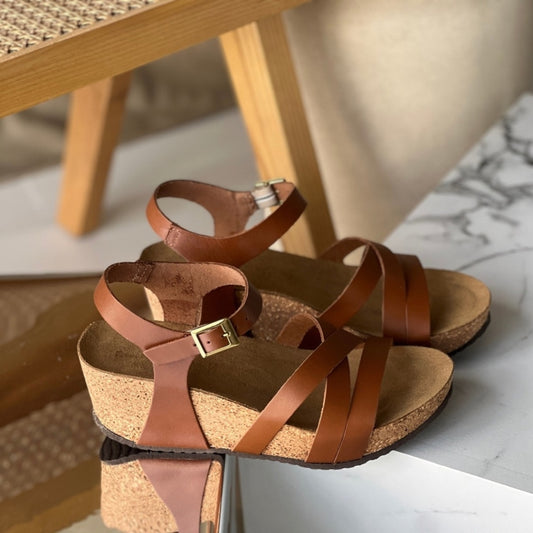 COPENHAGEN SHOES ALIDA Sandaler med kilehæl 0241 COGNAC