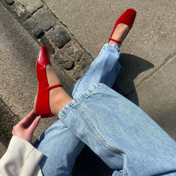 COPENHAGEN SHOES ALL FOR LOVE-PATENT Ballerina 0016 RED