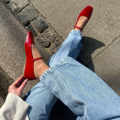 COPENHAGEN SHOES ALL FOR LOVE-PATENT Ballerina 0016 RED