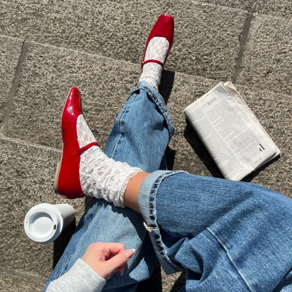 COPENHAGEN SHOES ALL FOR LOVE-PATENT Ballerina 0016 RED