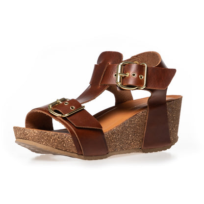 COPENHAGEN SHOES DANCE AND SMILE Sandaler med kilehæl 0241 COGNAC