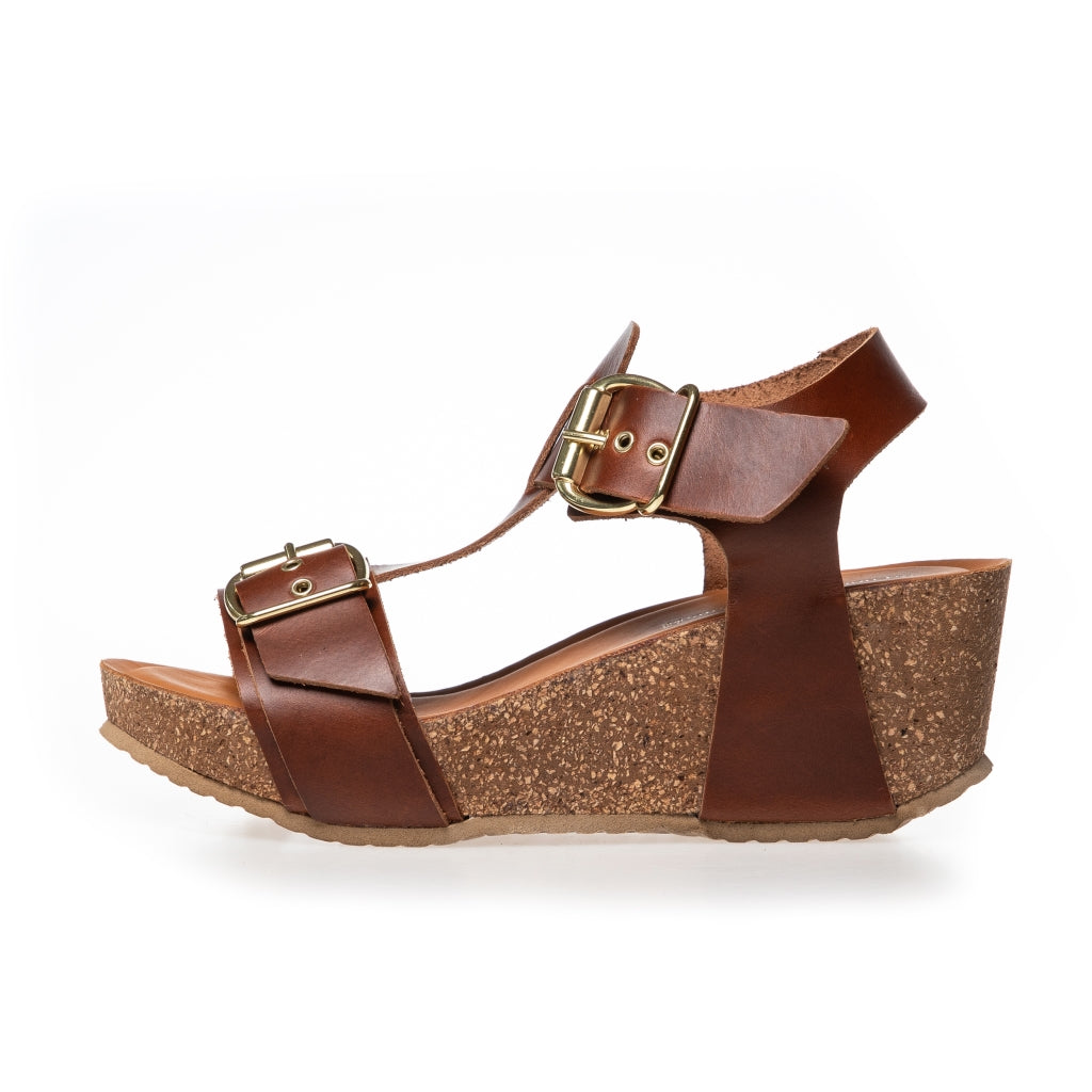 COPENHAGEN SHOES DANCE AND SMILE Sandaler med kilehæl 0241 COGNAC