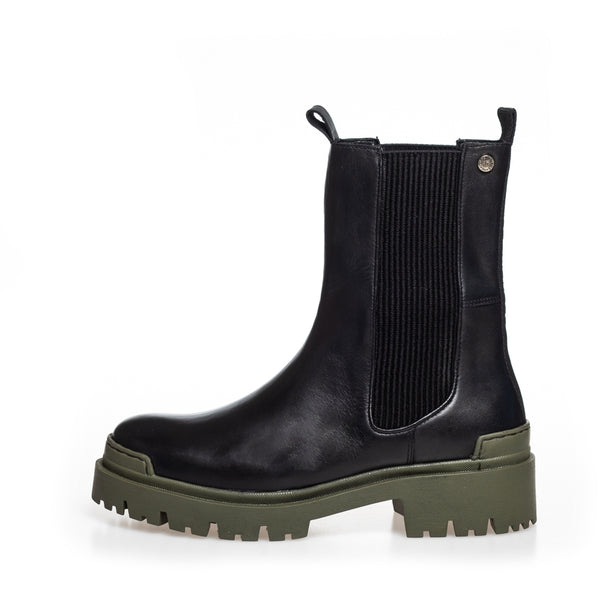 COPENHAGEN SHOES DAY DREAMING Boot 1208 BLACK W/ARMY SOLE