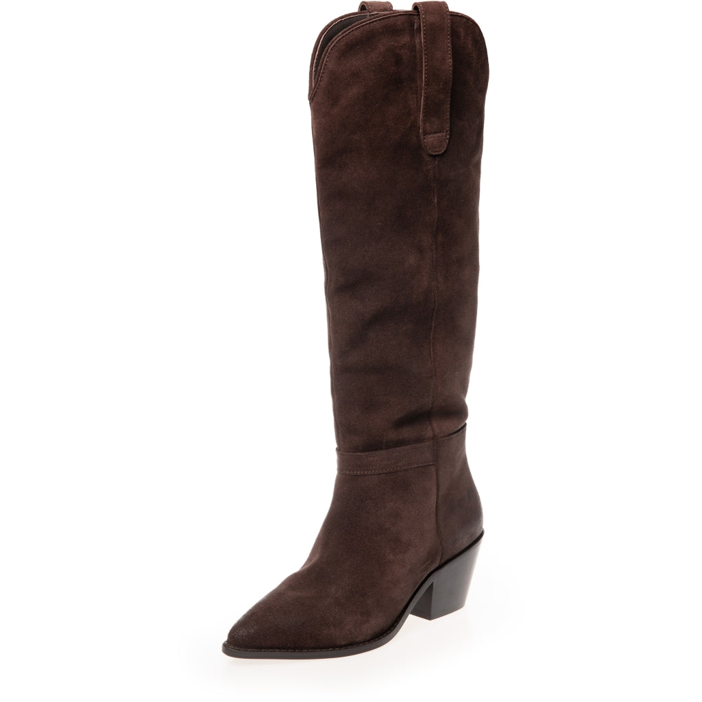 COPENHAGEN SHOES DIVIDED SUEDE Long boot 0035 DARK BROWN (COFFEE BEAN)