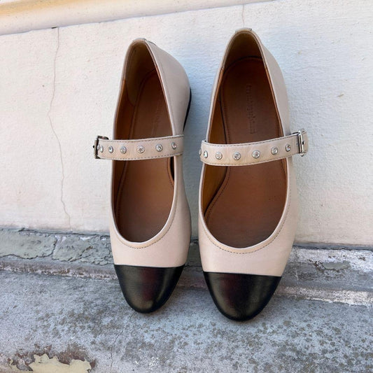 COPENHAGEN SHOES DREAMING OF LOVE Ballerina 0003 BEIGE/BLACK