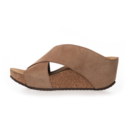 COPENHAGEN SHOES FRANCES 23 Suede Sandaler med kilehæl 00075 DARK BEIGE (BEIGE 132BIS)