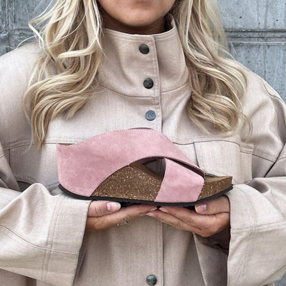 COPENHAGEN SHOES FRANCES 23 Suede Sandaler med kilehæl 00070 ROSE (ANTICO 622)