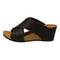 COPENHAGEN SHOES FRANCES NUBUCH Sandaler med kilehæl 2245 BLACK W/WHITE STITCHES