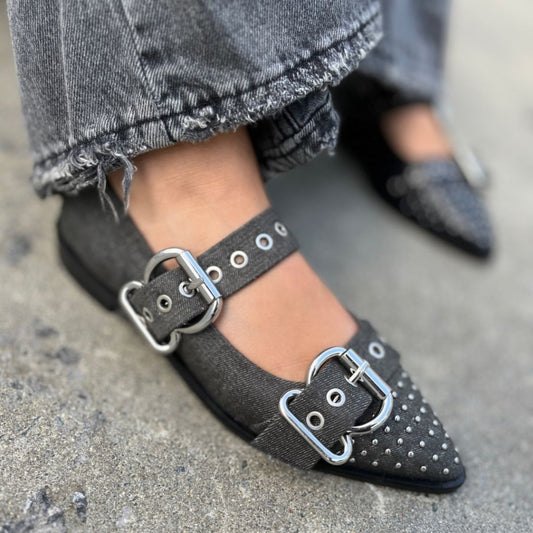 COPENHAGEN SHOES FUTURE VIBES Ballerina 0262 BLACK DENIM