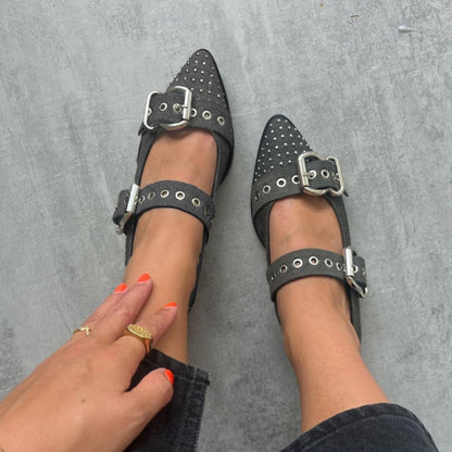 COPENHAGEN SHOES FUTURE VIBES Ballerina 0262 BLACK DENIM