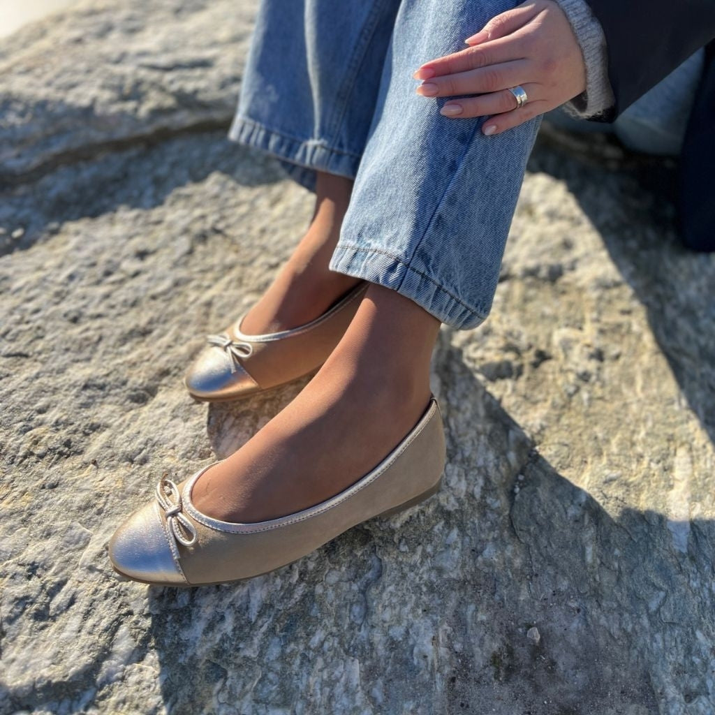 COPENHAGEN SHOES GOOD LUCK NUDE/GOLD Ballerina 161 NUDE/GOLD