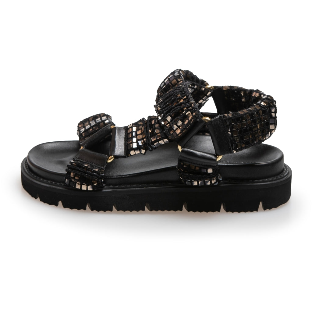 COPENHAGEN SHOES KEEP WALKING - GLITTER Sandaler 010 GLITTER BLACK/GOLD
