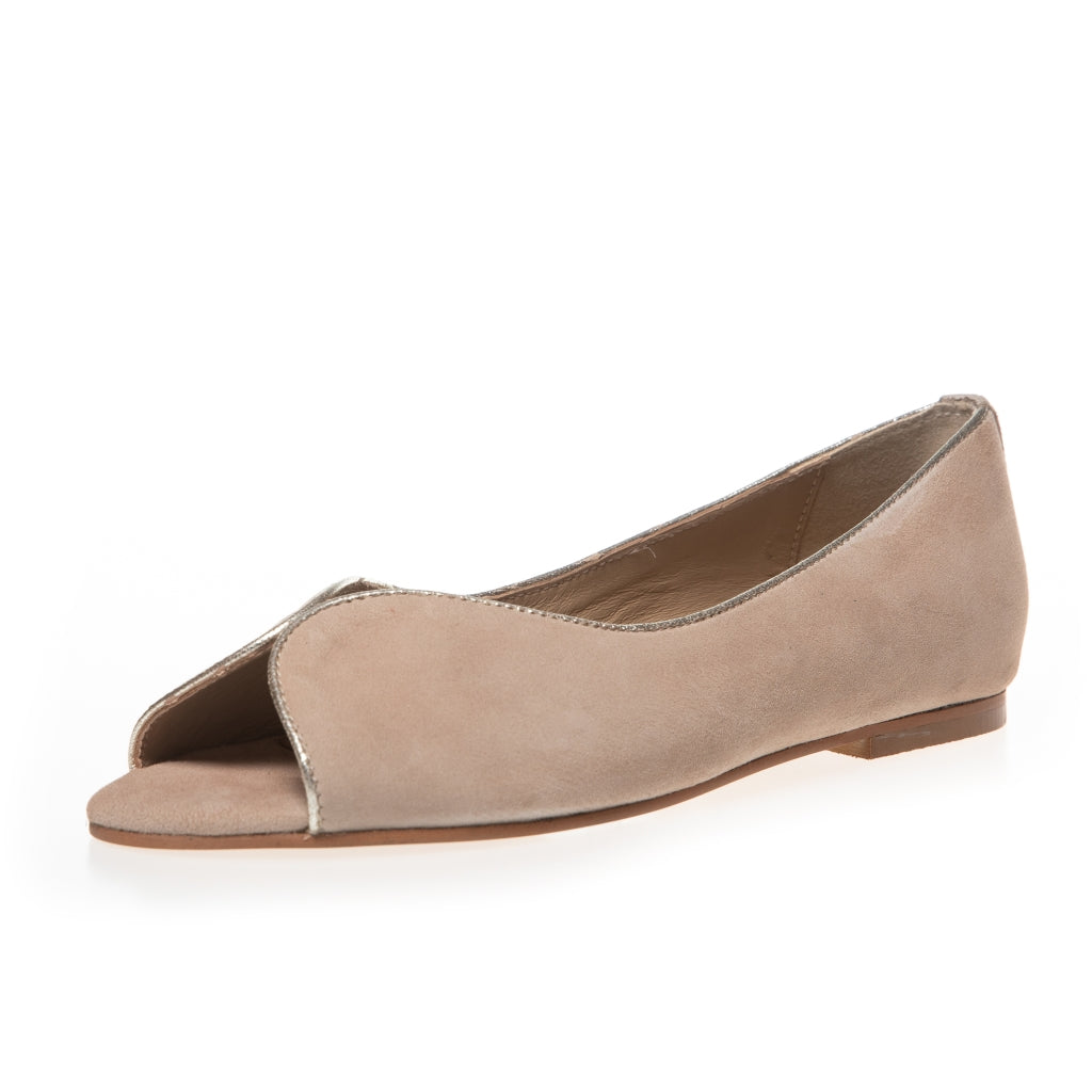 COPENHAGEN SHOES LIKE A MELODY-SUEDE Ballerina 0004 BEIGE/GOLD