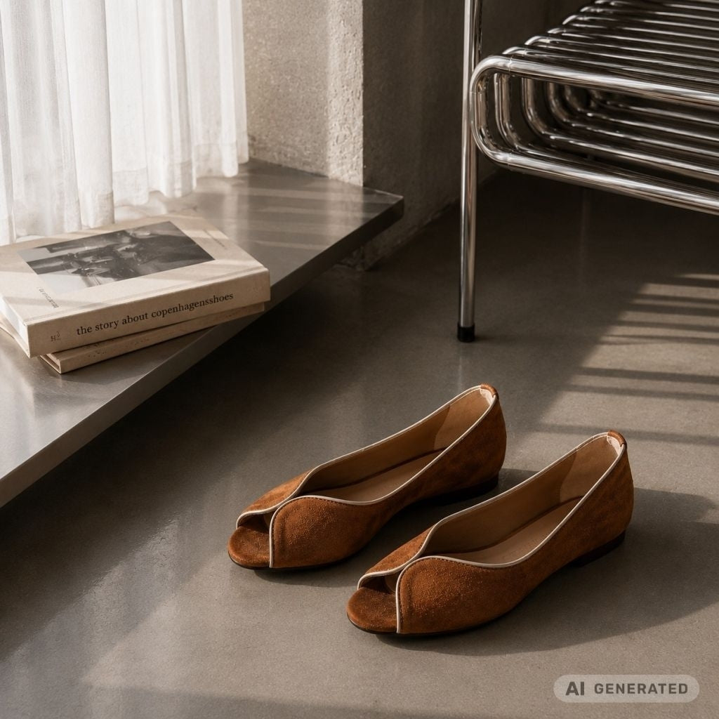 COPENHAGEN SHOES LIKE A MELODY-SUEDE Ballerina 0241 COGNAC
