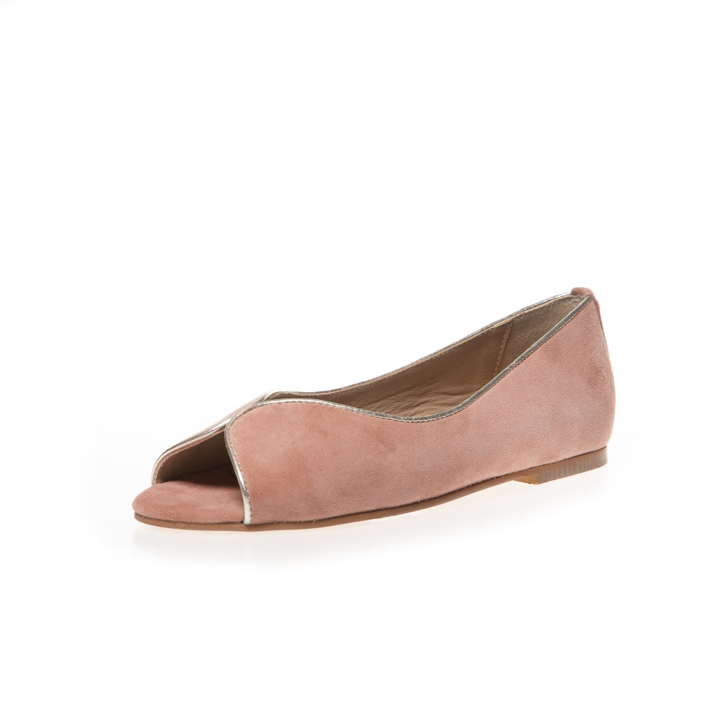 COPENHAGEN SHOES LIKE A MELODY-SUEDE Ballerina 0303 PAPAYA/GOLD