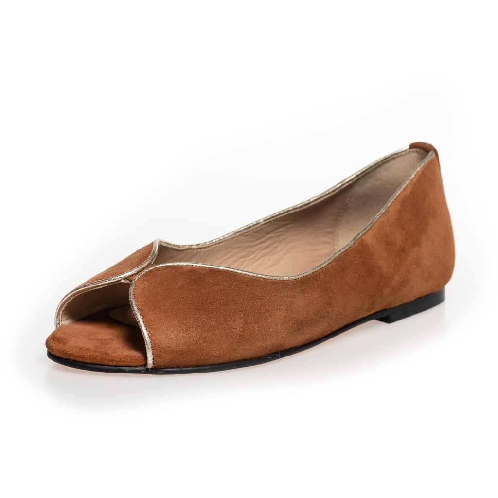 COPENHAGEN SHOES LIKE A MELODY - SUEDE Ballerina 0241 COGNAC