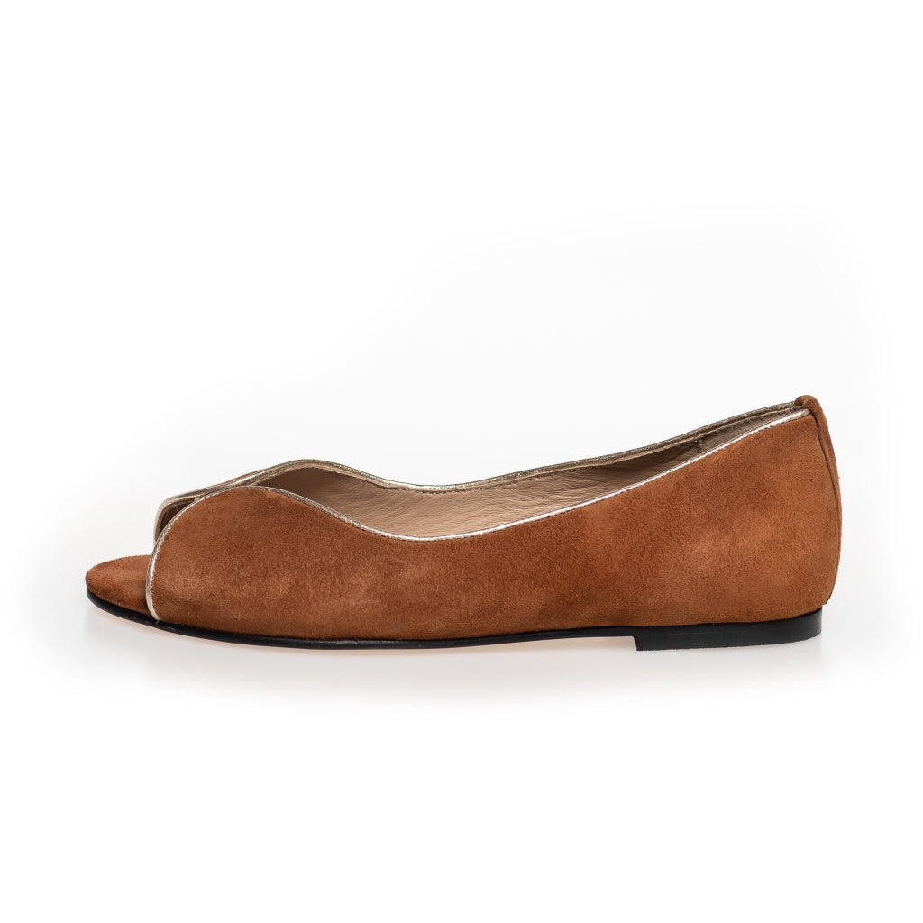 COPENHAGEN SHOES LIKE A MELODY - SUEDE Ballerina 0241 COGNAC