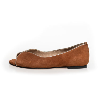 COPENHAGEN SHOES LIKE A MELODY - SUEDE Ballerina 0241 COGNAC