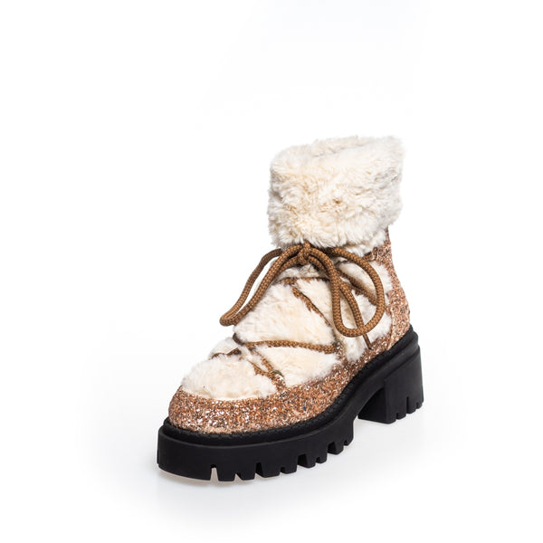 COPENHAGEN SHOES MY WINTER BOOTS - GLITTER Boot 0053 BRONZE/OFFWHITE