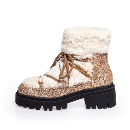 COPENHAGEN SHOES MY WINTER BOOTS - GLITTER Støvler 0053 BRONZE/OFFWHITE
