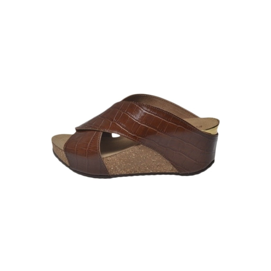 COPENHAGEN SHOES NEW FRANCES CRC. 20 Sandaler med kilehæl 102 Cognac croco