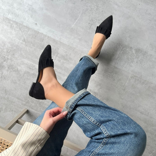 COPENHAGEN SHOES NEW ROMANCE 23 - SUEDE Ballerina 0001 BLACK