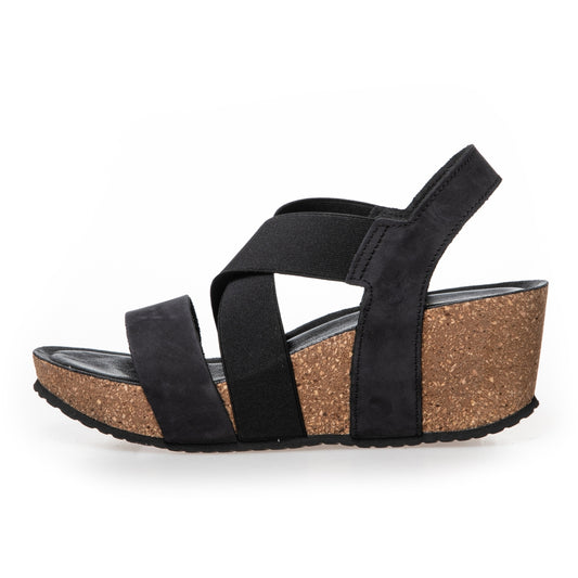 COPENHAGEN SHOES STACIA NUBUCH Sandaler med kilehæl 634 Black / Black elast.
