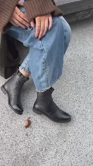COPENHAGEN SHOES MARGARET Støvler 00010 BLACK W/PATENT TOE